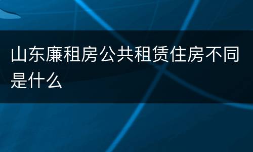山东廉租房公共租赁住房不同是什么