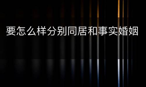 要怎么样分别同居和事实婚姻
