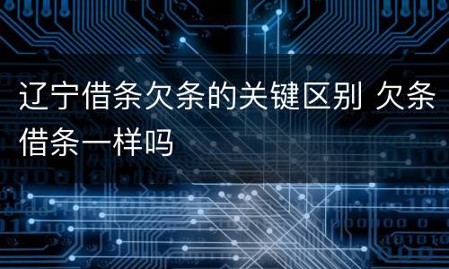 辽宁借条欠条的关键区别 欠条借条一样吗