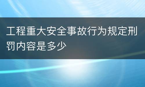 工程重大安全事故行为规定刑罚内容是多少