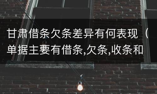 甘肃借条欠条差异有何表现（单据主要有借条,欠条,收条和什么）