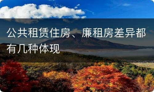 公共租赁住房、廉租房差异都有几种体现