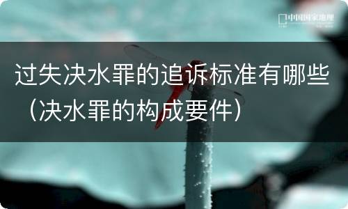 过失决水罪的追诉标准有哪些（决水罪的构成要件）