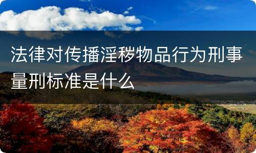 法律对传播淫秽物品行为刑事量刑标准是什么