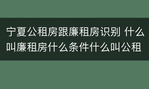 宁夏公租房跟廉租房识别 什么叫廉租房什么条件什么叫公租房