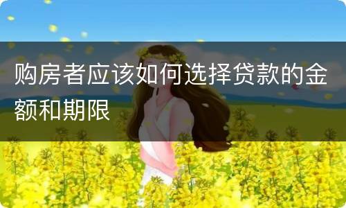 购房者应该如何选择贷款的金额和期限