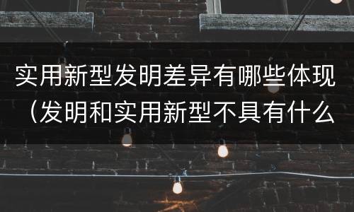 实用新型发明差异有哪些体现（发明和实用新型不具有什么特性）