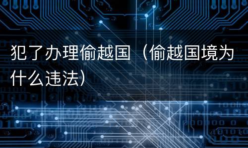 犯了办理偷越国（偷越国境为什么违法）