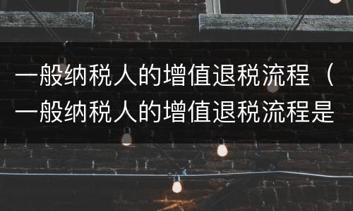 一般纳税人的增值退税流程（一般纳税人的增值退税流程是什么）