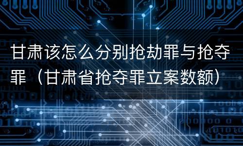 甘肃该怎么分别抢劫罪与抢夺罪（甘肃省抢夺罪立案数额）