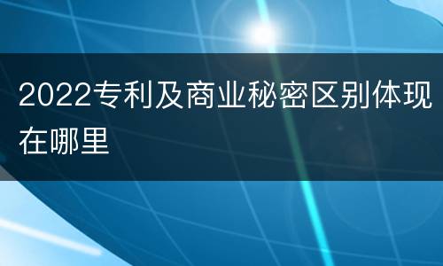 2022专利及商业秘密区别体现在哪里