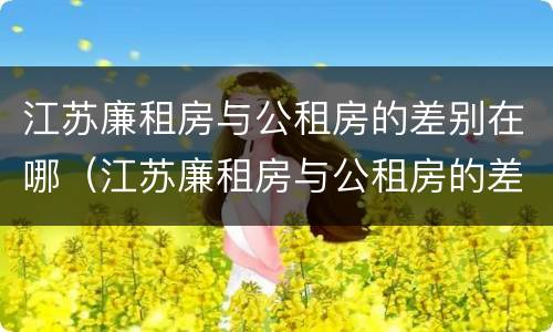 江苏廉租房与公租房的差别在哪（江苏廉租房与公租房的差别在哪儿）