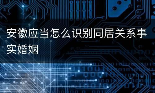 安徽应当怎么识别同居关系事实婚姻