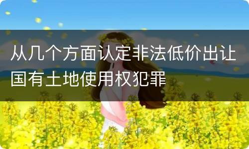 从几个方面认定非法低价出让国有土地使用权犯罪