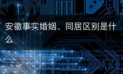 安徽事实婚姻、同居区别是什么