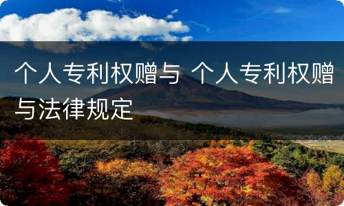 个人专利权赠与 个人专利权赠与法律规定