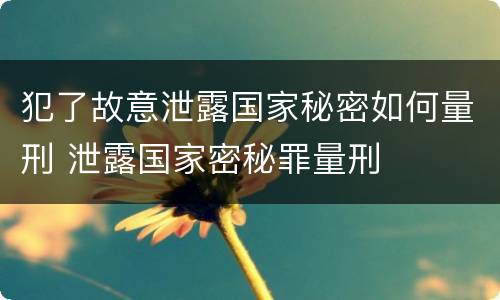 犯了故意泄露国家秘密如何量刑 泄露国家密秘罪量刑