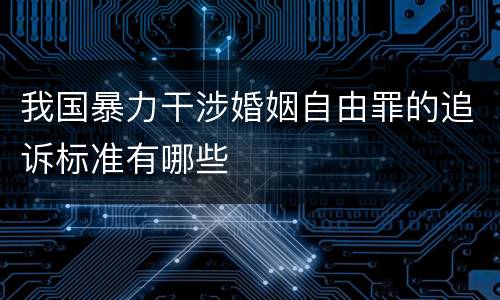 我国暴力干涉婚姻自由罪的追诉标准有哪些