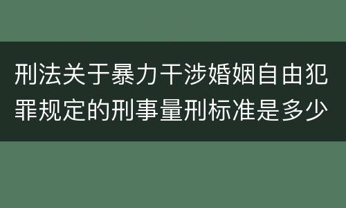 刑法关于暴力干涉婚姻自由犯罪规定的刑事量刑标准是多少