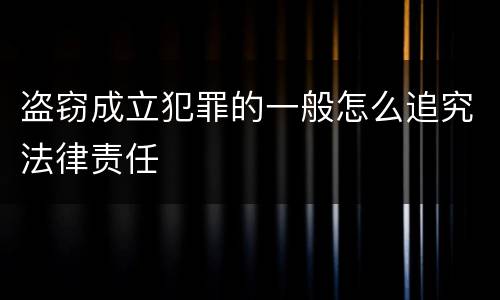 盗窃成立犯罪的一般怎么追究法律责任
