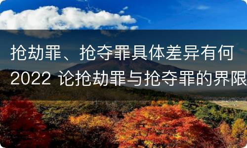 抢劫罪、抢夺罪具体差异有何2022 论抢劫罪与抢夺罪的界限