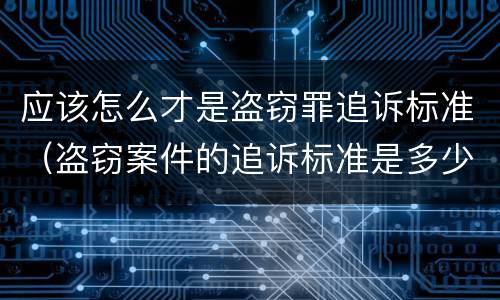 应该怎么才是盗窃罪追诉标准（盗窃案件的追诉标准是多少）