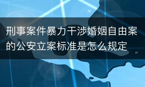 刑事案件暴力干涉婚姻自由案的公安立案标准是怎么规定