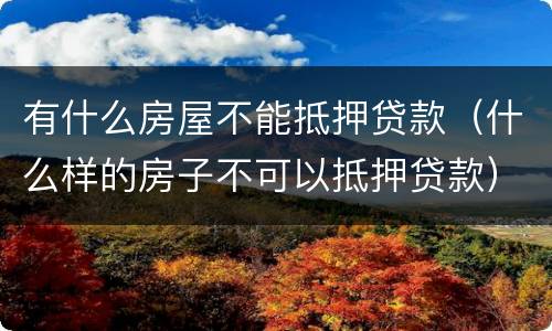 有什么房屋不能抵押贷款（什么样的房子不可以抵押贷款）