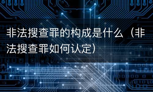 非法搜查罪的构成是什么（非法搜查罪如何认定）
