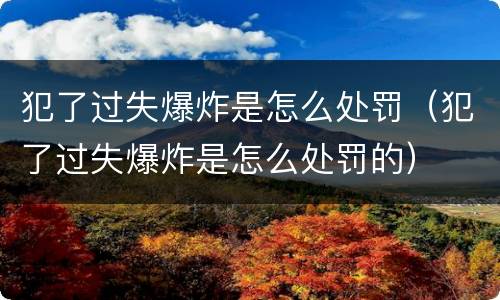 犯了过失爆炸是怎么处罚（犯了过失爆炸是怎么处罚的）