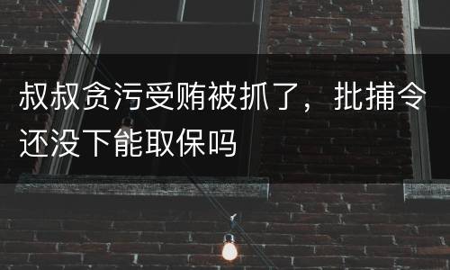 叔叔贪污受贿被抓了，批捕令还没下能取保吗