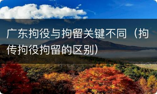 广东拘役与拘留关键不同（拘传拘役拘留的区别）
