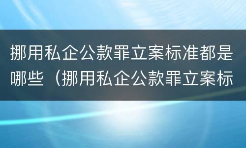 挪用私企公款罪立案标准都是哪些（挪用私企公款罪立案标准都是哪些规定）