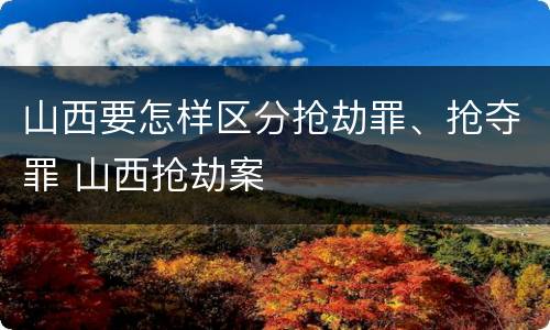 山西要怎样区分抢劫罪、抢夺罪 山西抢劫案