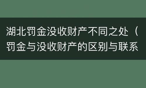 湖北罚金没收财产不同之处（罚金与没收财产的区别与联系）
