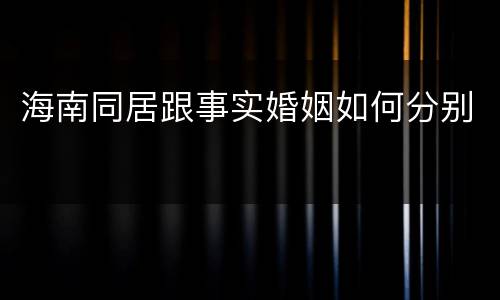 海南同居跟事实婚姻如何分别