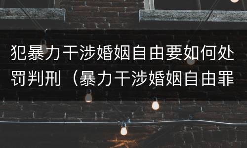 犯暴力干涉婚姻自由要如何处罚判刑（暴力干涉婚姻自由罪怎么判刑）