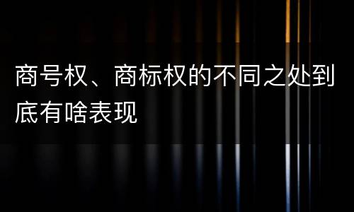 商号权、商标权的不同之处到底有啥表现