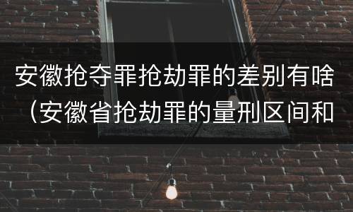 安徽抢夺罪抢劫罪的差别有啥（安徽省抢劫罪的量刑区间和量刑情节）