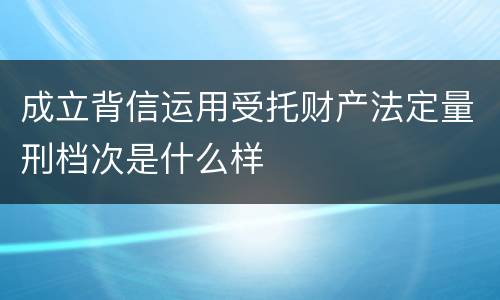 成立背信运用受托财产法定量刑档次是什么样