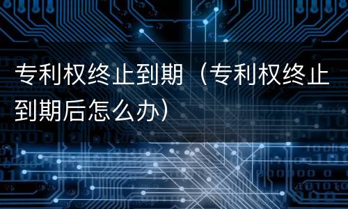 专利权终止到期（专利权终止到期后怎么办）