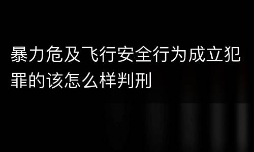 暴力危及飞行安全行为成立犯罪的该怎么样判刑