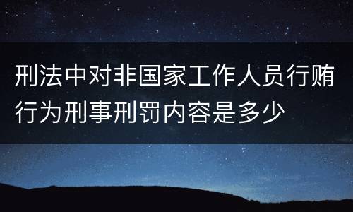 刑法中对非国家工作人员行贿行为刑事刑罚内容是多少