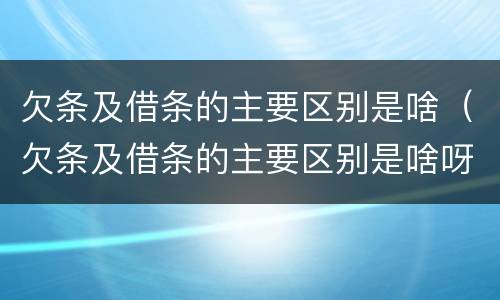 欠条及借条的主要区别是啥（欠条及借条的主要区别是啥呀）
