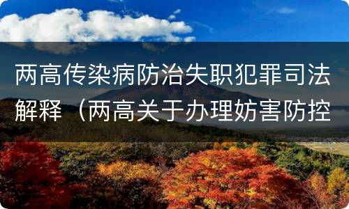 两高传染病防治失职犯罪司法解释（两高关于办理妨害防控突发传染病疫情刑事案件司法解释）