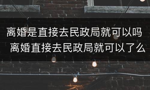 离婚是直接去民政局就可以吗 离婚直接去民政局就可以了么