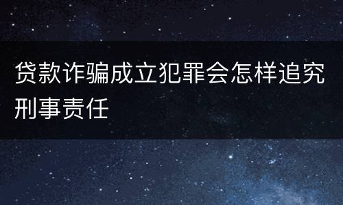 贷款诈骗成立犯罪会怎样追究刑事责任