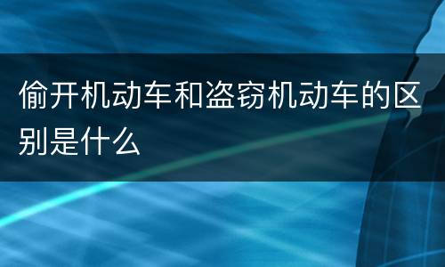 偷开机动车和盗窃机动车的区别是什么