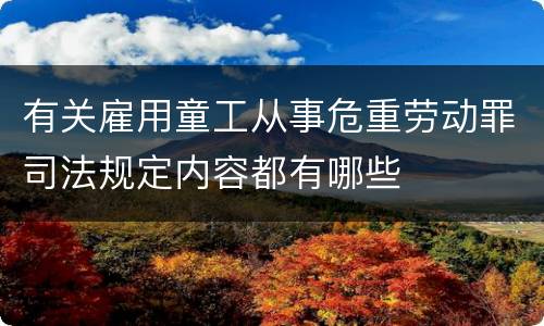 有关雇用童工从事危重劳动罪司法规定内容都有哪些