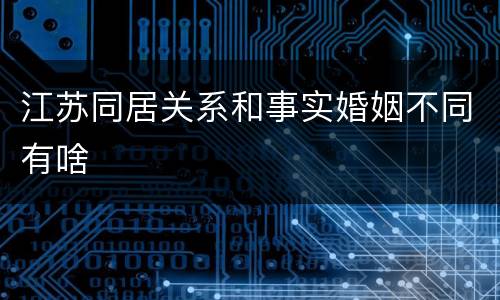 江苏同居关系和事实婚姻不同有啥